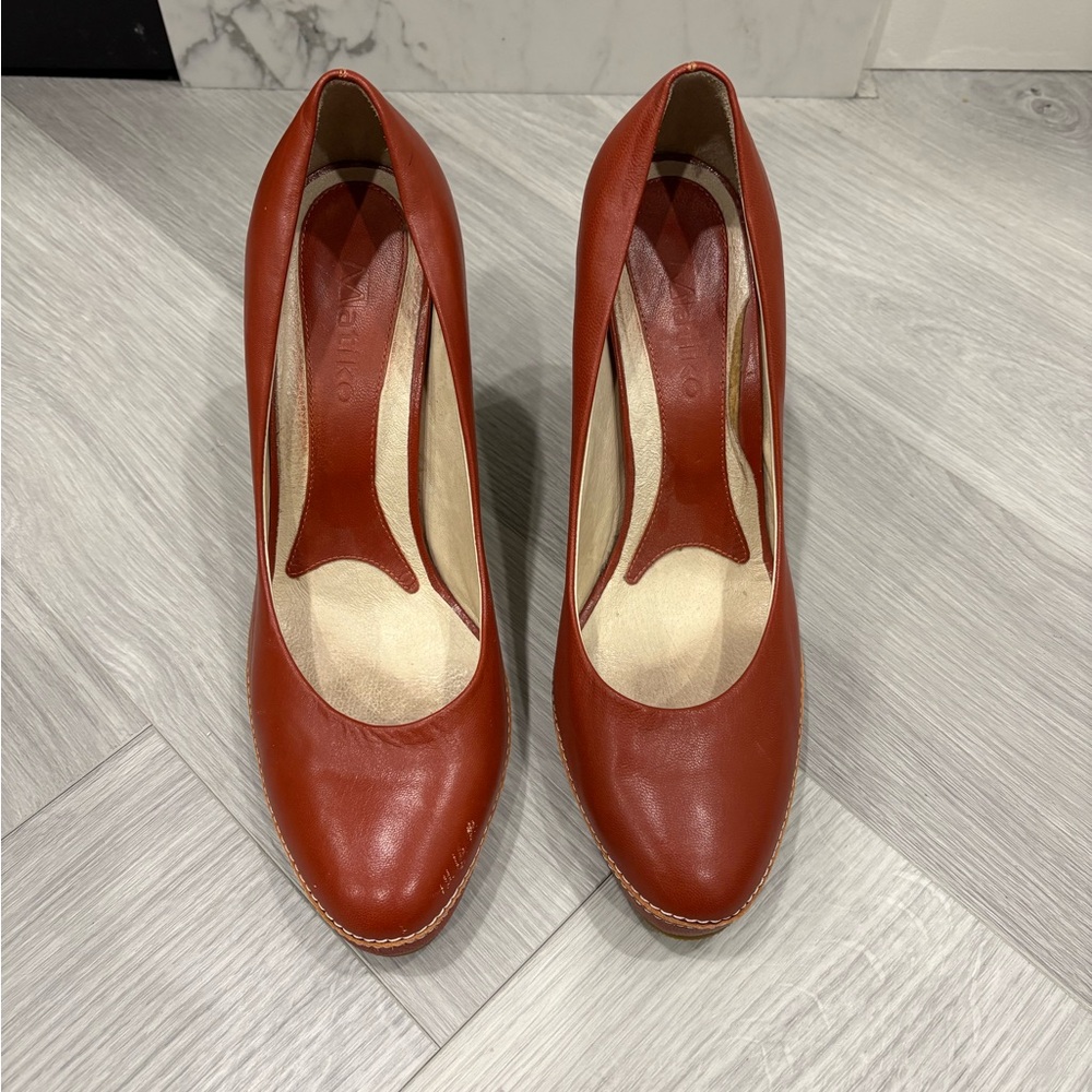 Chic Red Leather Women's Heels